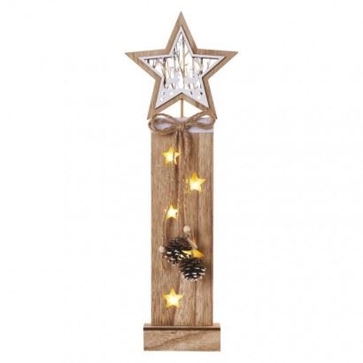 Emos LED dekorace dřevěná – hvězdy DCWW10, 48 cm, 2x AA, vnitřní, teplá bílá 1550000061