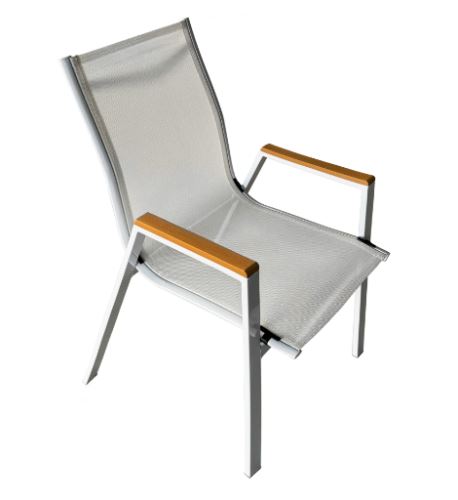 Kondela 371793 Zahradní stohovatelná židle bílá ocel, dub BONTO