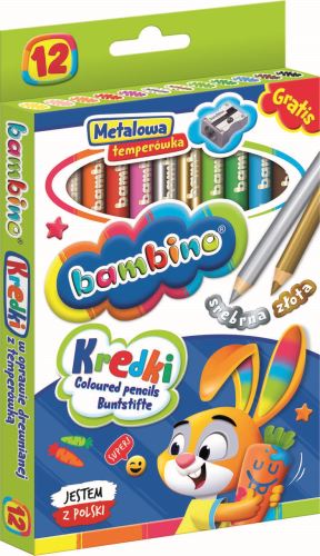 BAMBINO KX5487 Dětské pastelky s ořezávatkem 12 barev