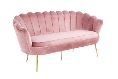 Kondela 293832 Luxusní pohovka, 3-sed, růžová Velvet styl Art-deco, NOBLIN látka 76 x 178 x 82 cm